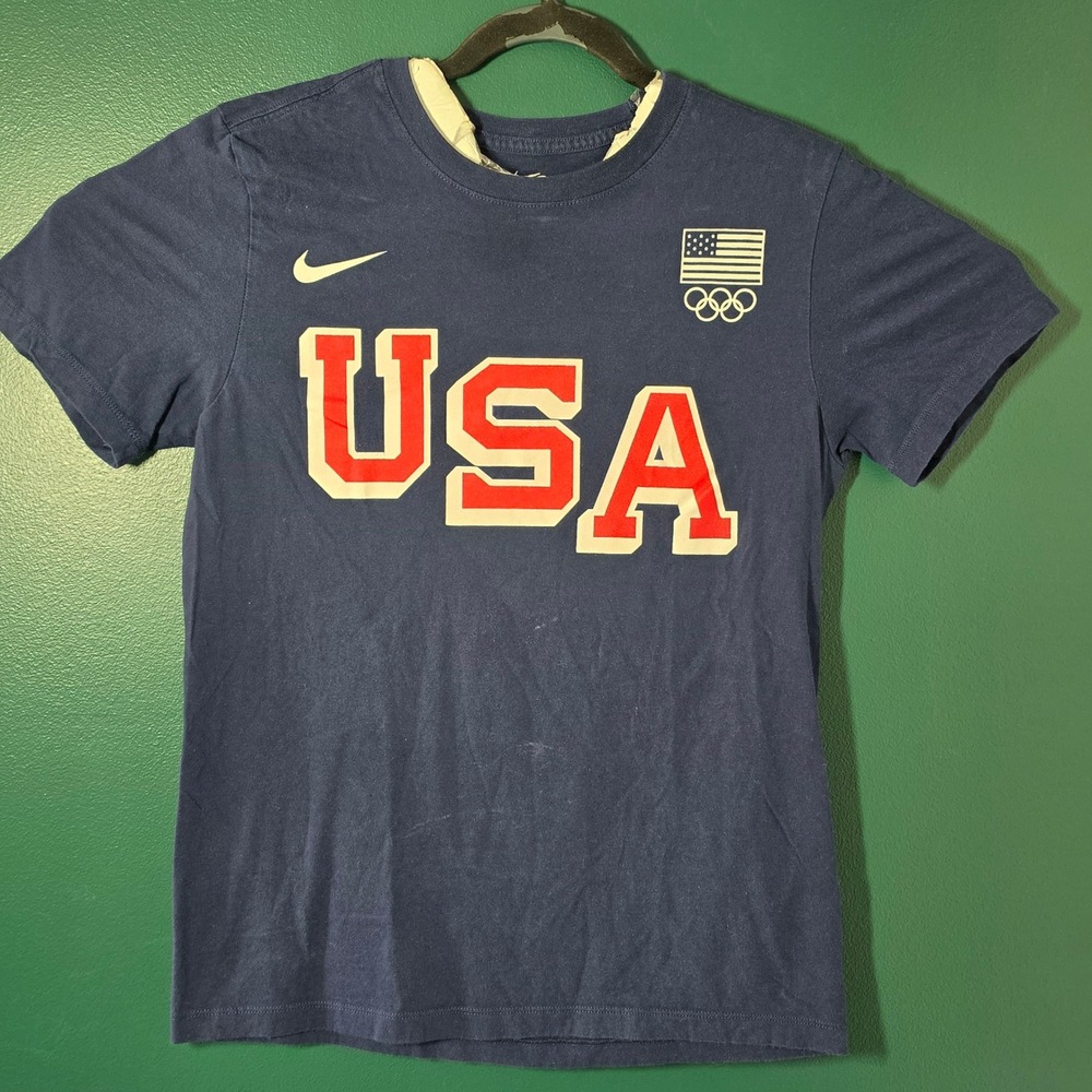 Nike Team USA Olympic T-Shirt Mens Small Navy Blue Graphic Short Sleeve Tee